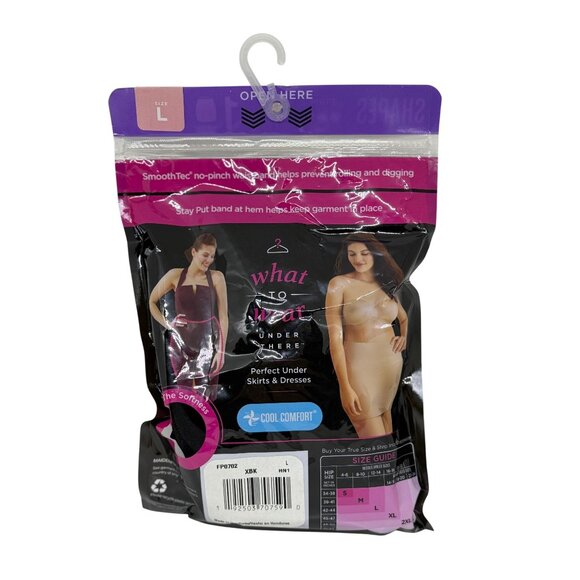 NWT Maidenform Flexees Half Slip FP0702 L Black Firm Control Shaping Waistband - Picture 3 of 3